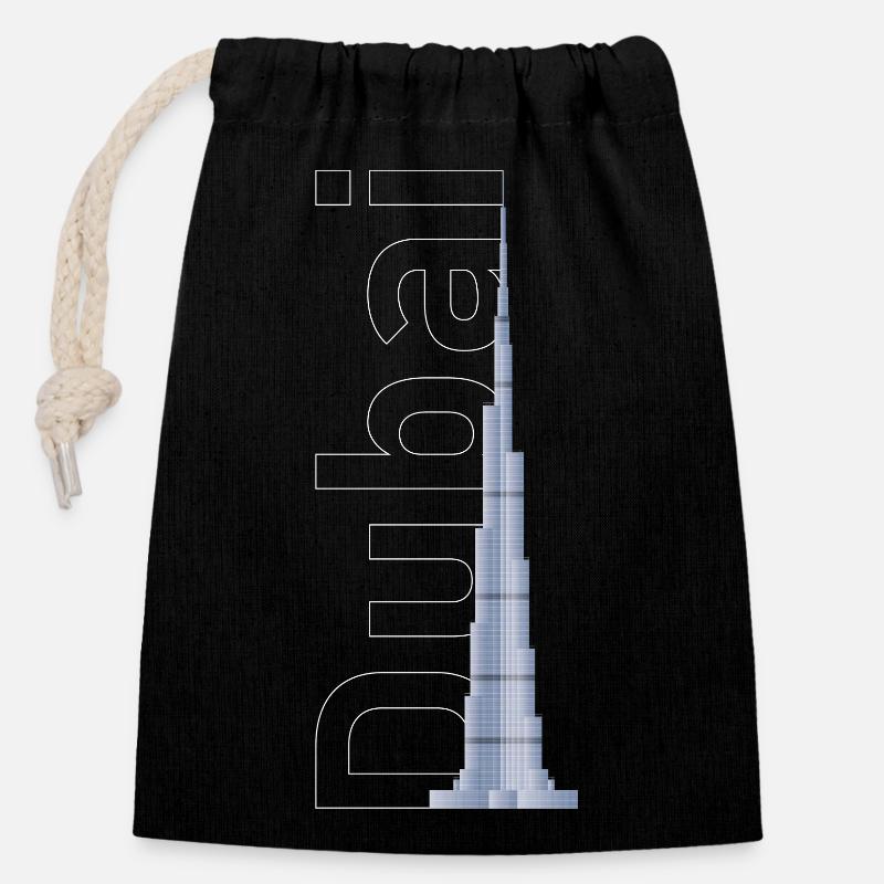 Dubai Skyline – Burj Khalifa - Verschließbarer Geschenkbeutel aus Baumwolle (14x20cm) - Schwarz