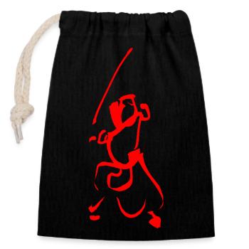 Kendo Kämpfer - Verschließbarer Geschenkbeutel aus Baumwolle (14x20cm) - Schwarz - Vorne