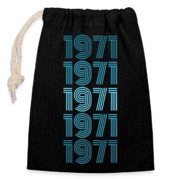 Single 1971 - Closable cotton gift bag (14x20cm) - black - Front