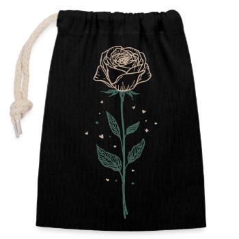 Elegant Rose Illustration - Closable cotton gift bag (14x20cm) - black - Front