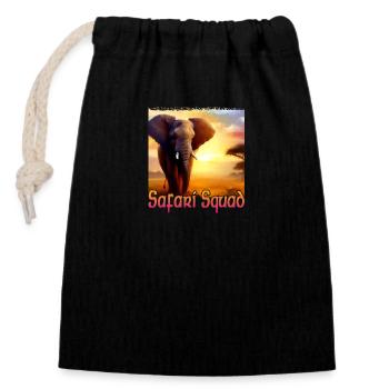 Eléphant en Afrique - Safari Squad - Sac cadeau en coton avec cordon (14 x 20 cm) - noir - Devant