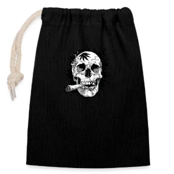 Skull joint cannabis symbol - Closable cotton gift bag (14x20cm) - black - Front