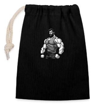 Workout Bodybuilder Muscles - Closable cotton gift bag (14x20cm) - black - Front