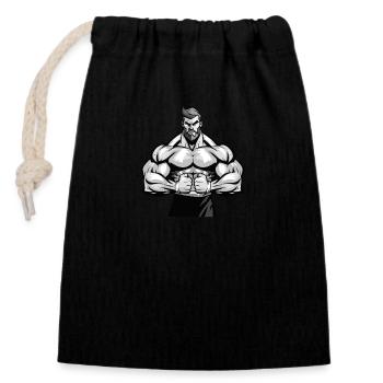 Bodybuilder Gym Muskeln - Verschließbarer Geschenkbeutel aus Baumwolle (14x20cm) - Schwarz - Vorne