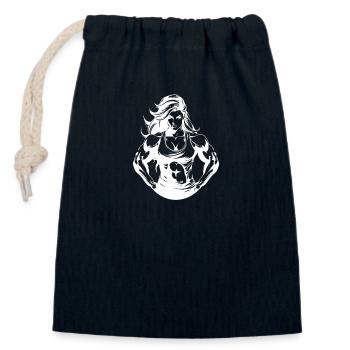 Frau Muskeln Bodybuilding Fitness - Verschließbarer Geschenkbeutel aus Baumwolle (14x20cm) - Navy - Vorne