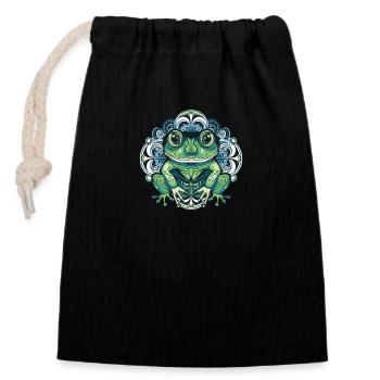 Portrait de grenouille - Sac cadeau en coton avec cordon (14 x 20 cm) - noir - Devant