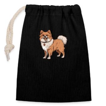 Pomeranian Dog - Closable cotton gift bag (14x20cm) - black - Front