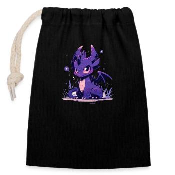 Cute Angry Purple Dragon - T-shirt de dessin animé - Sac cadeau en coton avec cordon (14 x 20 cm) - noir - Devant