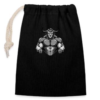 Bull Bull Beast Musculation - Sac cadeau en coton avec cordon (14 x 20 cm) - noir - Devant