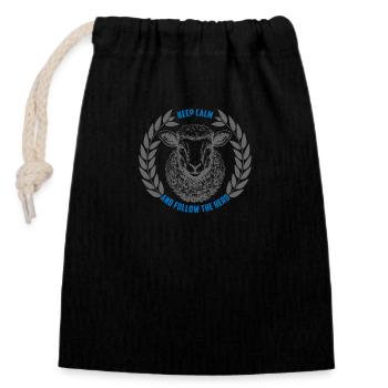 Les moutons restent calmes et suivent le troupeau - Sac cadeau en coton avec cordon (14 x 20 cm) - noir - Devant