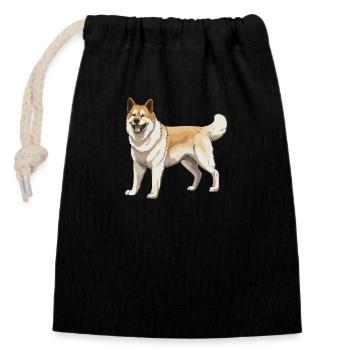 Akita Dog Animal - Closable cotton gift bag (14x20cm) - black - Front
