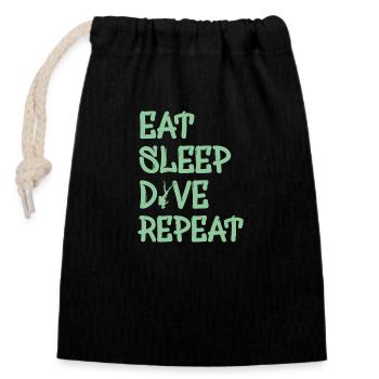 eat sleep dive repeat - Verschließbarer Geschenkbeutel aus Baumwolle (14x20cm) - Schwarz - Vorne