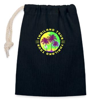 Vacances en Thaïlande Palm Tree - Sac cadeau en coton avec cordon (14 x 20 cm) - bleu marine - Devant
