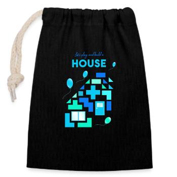 Building Blocks Building Bricks Play - Closable cotton gift bag (14x20cm) - black - Front