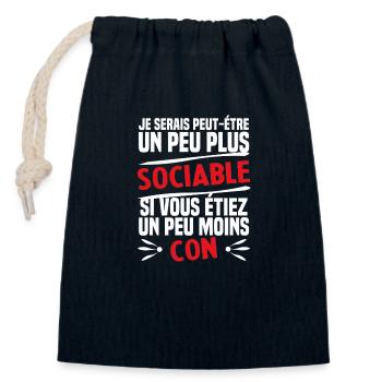 I'd be more sociable if less stupid - Closable cotton gift bag (14x20cm) - navy - Front