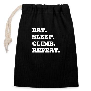 "EAT SLEEP CLIMB REPEAT" Shirt - Closable cotton gift bag (14x20cm) - black - Front