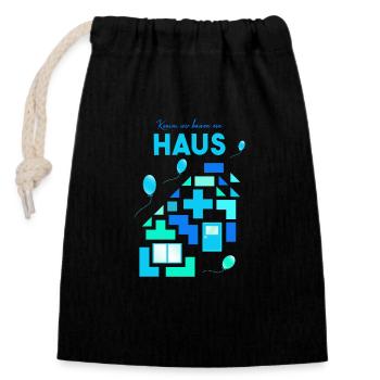Building, building blocks, playing - Closable cotton gift bag (14x20cm) - black - Front