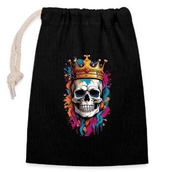 Skull with Crown Graffiti - Closable cotton gift bag (14x20cm) - black - Front