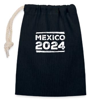 Mexico 2024 Saying - Closable cotton gift bag (14x20cm) - navy - Front