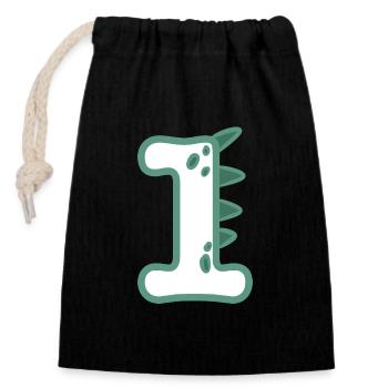 Number 1 - Closable cotton gift bag (14x20cm) - black - Front