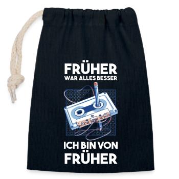 Früher War Alles Besser - Verschließbarer Geschenkbeutel aus Baumwolle (14x20cm) - Navy - Vorne