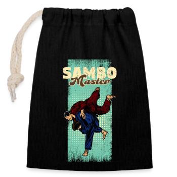 Sambo Autodéfense Lutte Arts martiaux - Sac cadeau en coton avec cordon (14 x 20 cm) - noir - Devant