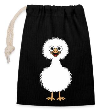 autruche - Sac cadeau en coton avec cordon (14 x 20 cm) - noir - Devant