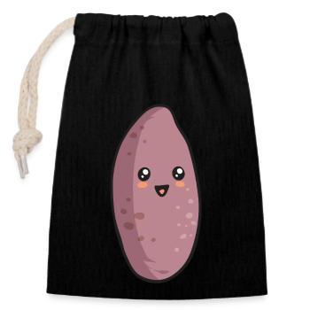 Légumes-racines de patates douces - Sac cadeau en coton avec cordon (14 x 20 cm) - noir - Devant