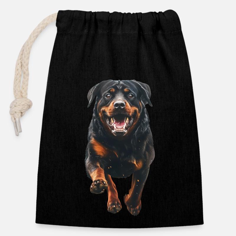 Rottweiler - Verschließbarer Geschenkbeutel aus Baumwolle (14x20cm) - Schwarz