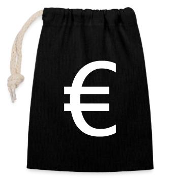 Euro - Eurozeichen - Verschließbarer Geschenkbeutel aus Baumwolle (14x20cm) - Schwarz - Vorne