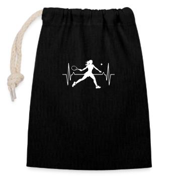Fréquence d’impulsion du joueur de tennis - Sac cadeau en coton avec cordon (14 x 20 cm) - noir - Devant