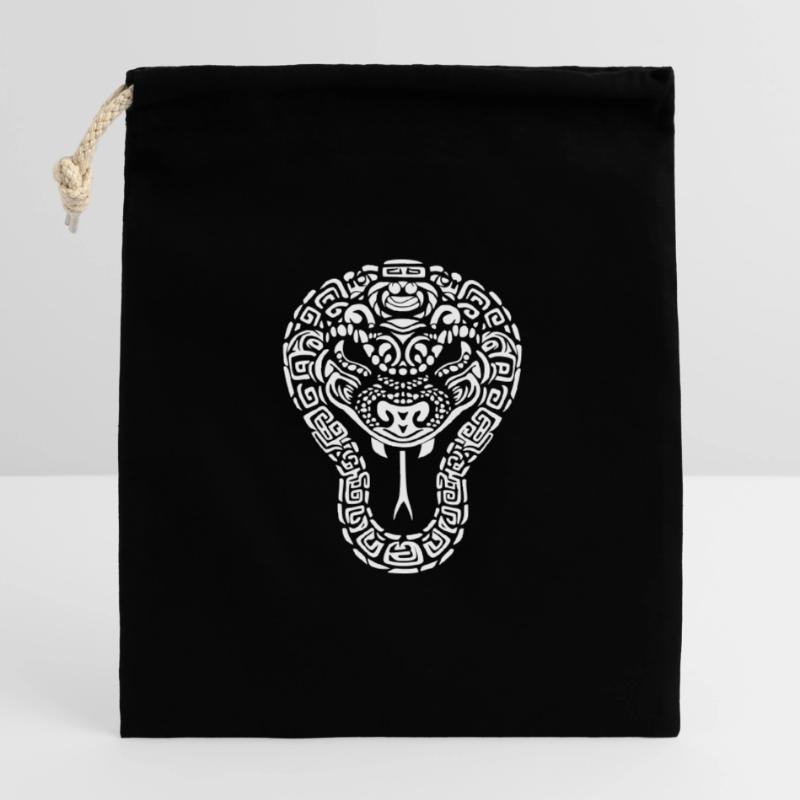 Tête de Serpent - Python Tribal Sac cadeau en coton avec cordon (14 x 20 cm)