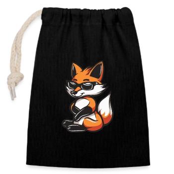 Fox Cool Comic - Closable cotton gift bag (14x20cm) - black - Front