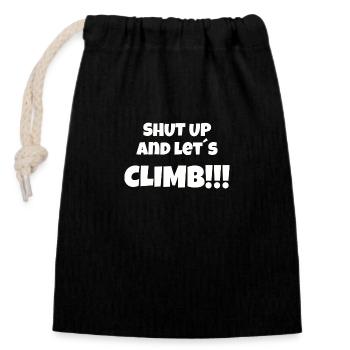 Chemise « Tais-toi et grimpeons » - Sac cadeau en coton avec cordon (14 x 20 cm) - noir - Devant