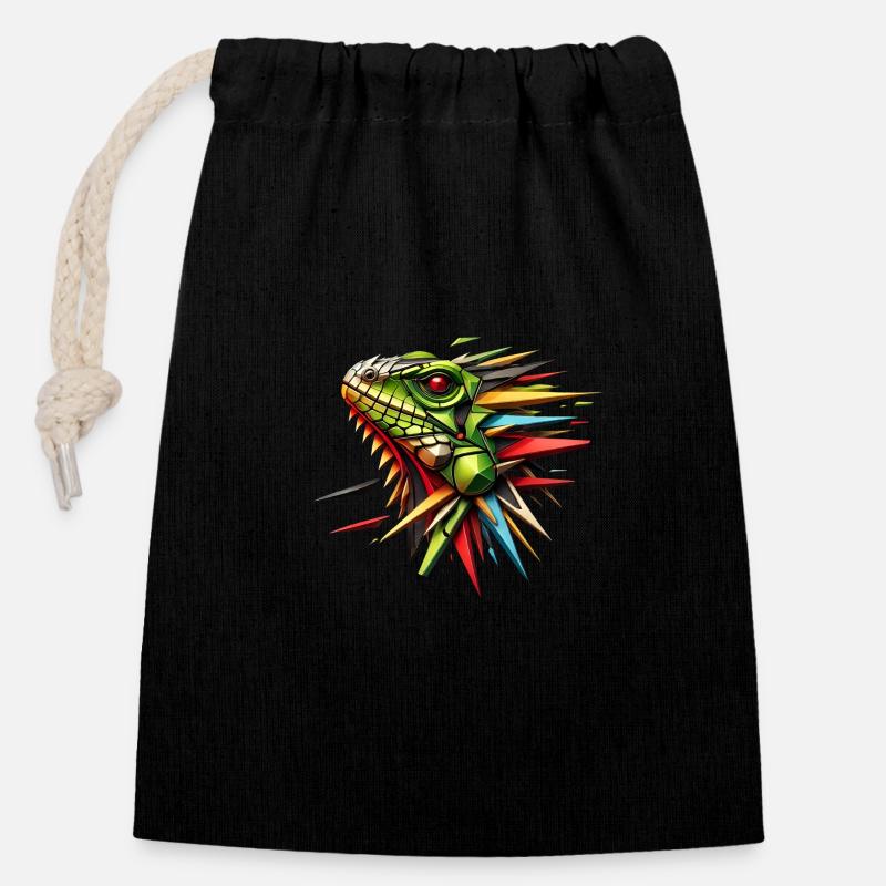 Prisme d'Iguane - Sac cadeau en coton avec cordon (14 x 20 cm) - noir