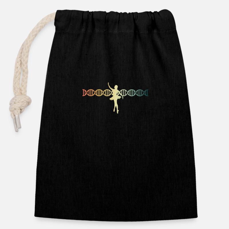 Ballet Dancing Dancer DNA DNA - Closable cotton gift bag (14x20cm) - black