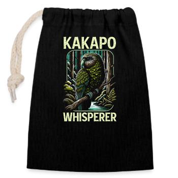 Kakapo Lover New Zealand Owl Parrot Bird - Closable cotton gift bag (14x20cm) - black - Front