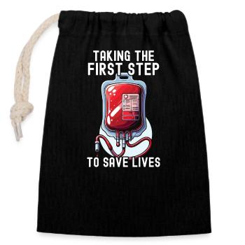 Blood Donation Education Donate Blood - Closable cotton gift bag (14x20cm) - black - Front