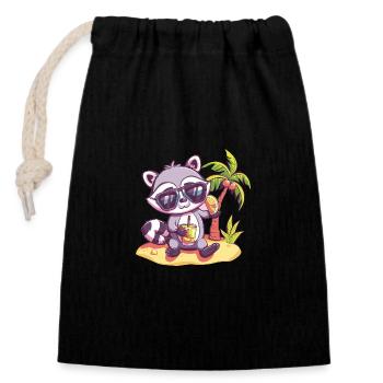 Raccoon Beer Funny Booze - Closable cotton gift bag (14x20cm) - black - Front