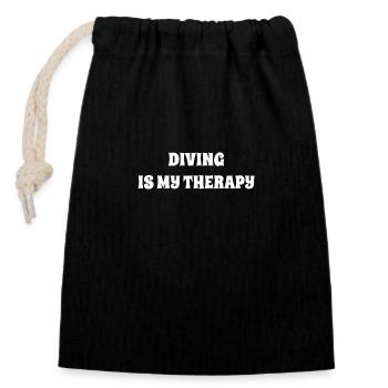 🌊 'Diving is my Therapy' T-Shirt 🌊 - Verschließbarer Geschenkbeutel aus Baumwolle (14x20cm) - Schwarz - Vorne