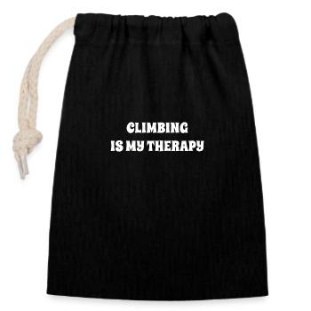 CLIMBING IS MY THERAPY - Closable cotton gift bag (14x20cm) - black - Front