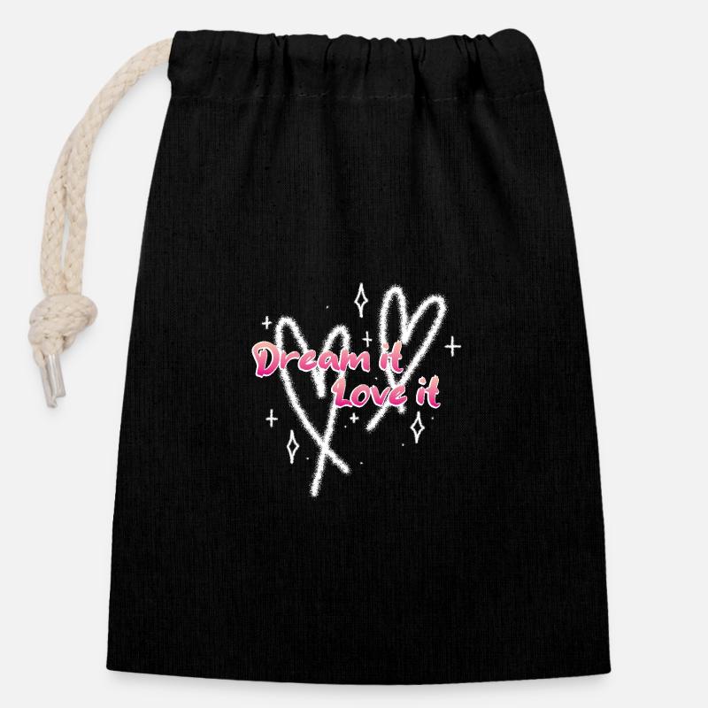 Graffiti Hearts T-Shirt - Verschließbarer Geschenkbeutel aus Baumwolle (14x20cm) - Schwarz