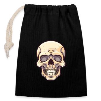 Skull - Closable cotton gift bag (14x20cm) - black - Front