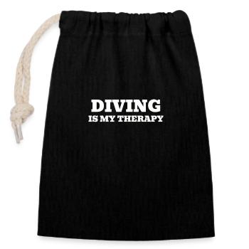 🤿 'Diving is my Therapy' T-Shirt 🤿 - Verschließbarer Geschenkbeutel aus Baumwolle (14x20cm) - Schwarz - Vorne