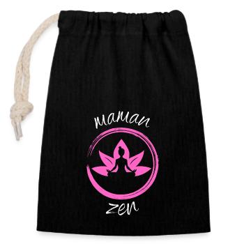 Maman zen attitude - Sac cadeau en coton avec cordon (14 x 20 cm) - noir - Devant