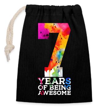 7 YEARS OF BEING AWESOME 7. GEBURTSTAG - Verschließbarer Geschenkbeutel aus Baumwolle (14x20cm) - Schwarz - Vorne