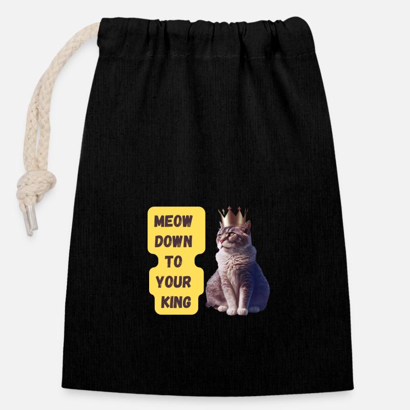 Miaou jusqu’à votre impression d’art King - Sac cadeau en coton avec cordon (14 x 20 cm) - noir