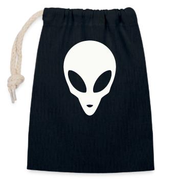 Silhouette of an alien head - Closable cotton gift bag (14x20cm) - navy - Front