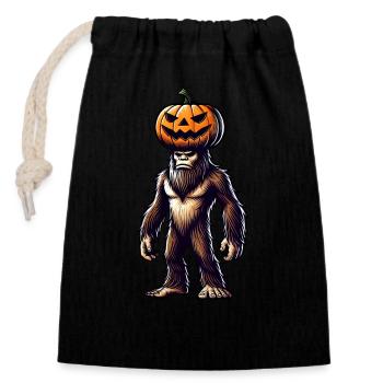 Halloween Kürbis Bigfoot Sasquatch Cartoon Hut - Verschließbarer Geschenkbeutel aus Baumwolle (14x20cm) - Schwarz - Vorne
