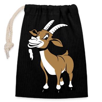 Goat laugh nicely - Closable cotton gift bag (14x20cm) - black - Front